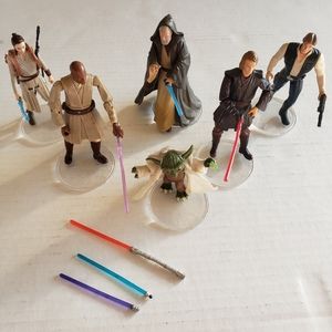 6 Hasbro Kenner Star Wars Action Figures Rey Yoda Anakin Mace Obi-Wan Han Solo